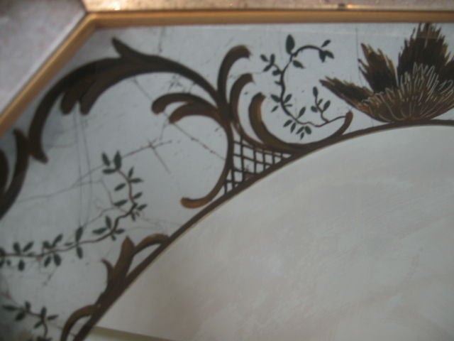 Italian Reverse Painted Octagon Mirror 2