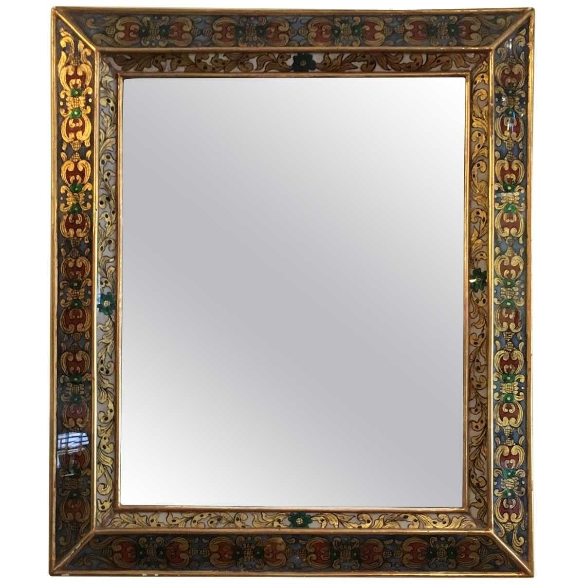 Italian Reversed Glass Painting Eglomise Mirror