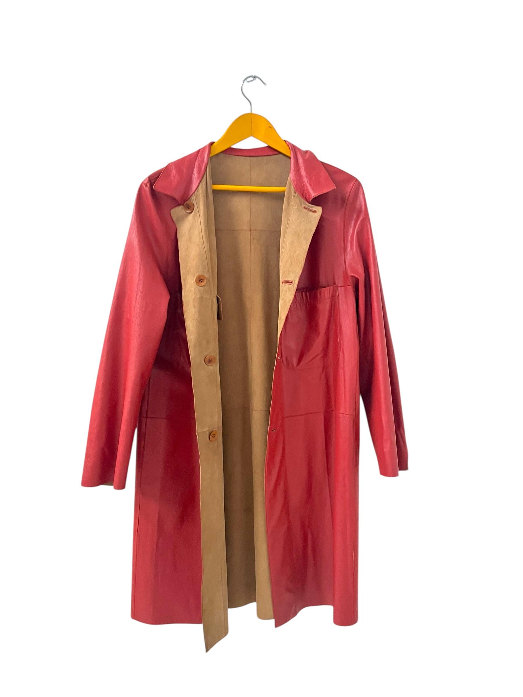 Italian Reversible Leather and Suede Coat by Ermanno Daelli Cortina en venta 6