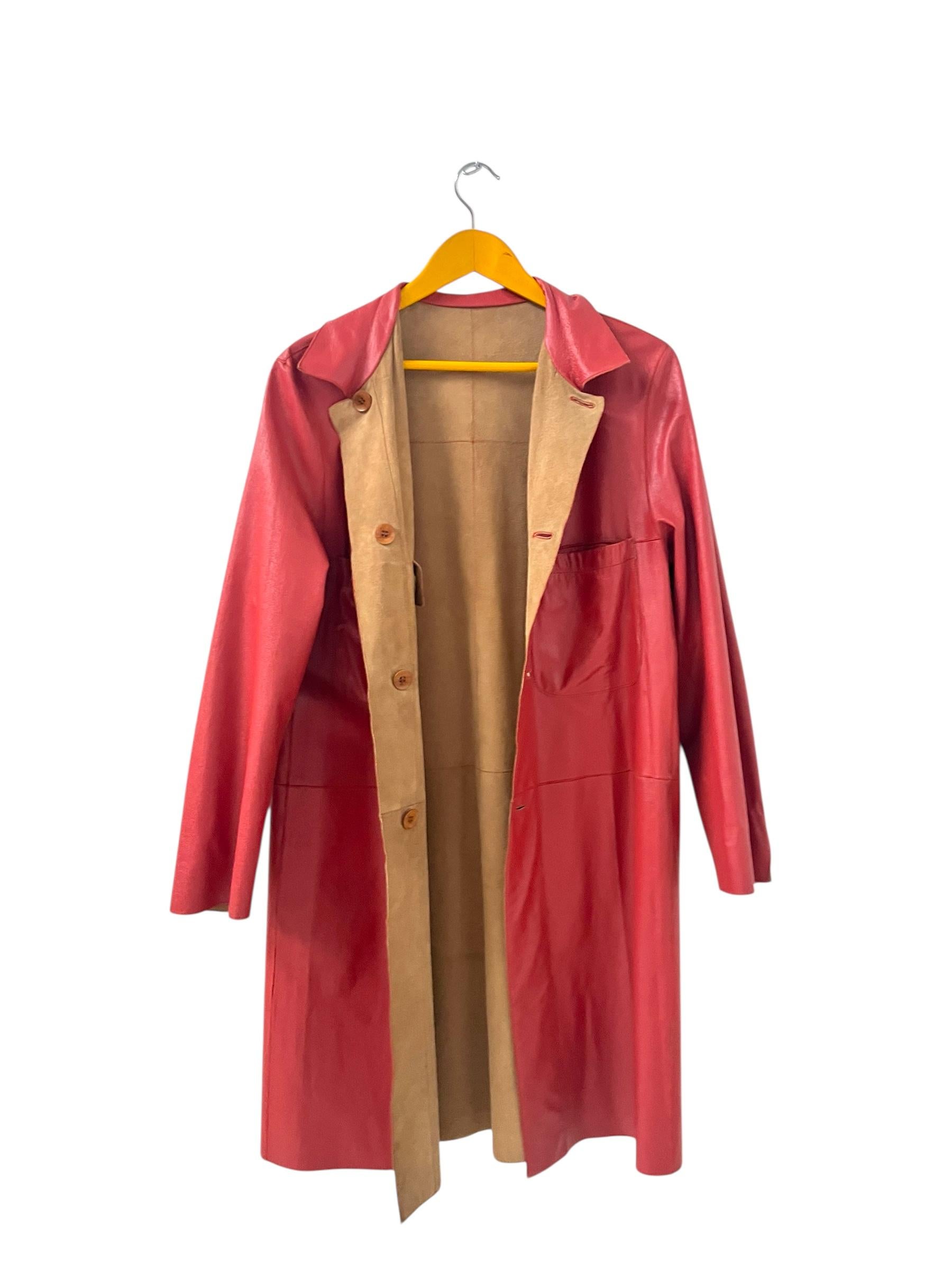 Italian Reversible Leather and Suede Coat by Ermanno Daelli Cortina en venta 8