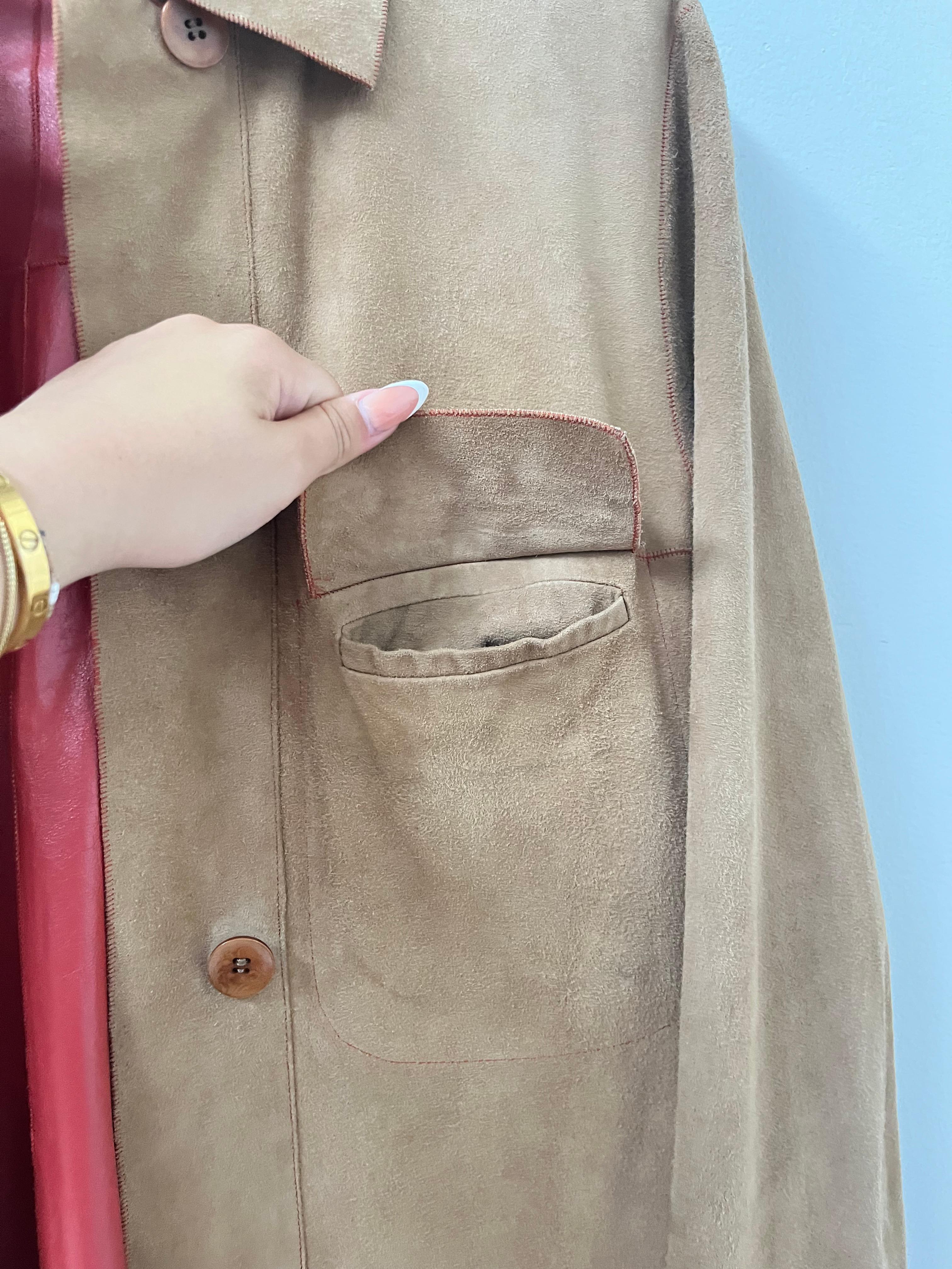 Italian Reversible Leather and Suede Coat by Ermanno Daelli Cortina en Bueno estado para la venta en Milano, IT