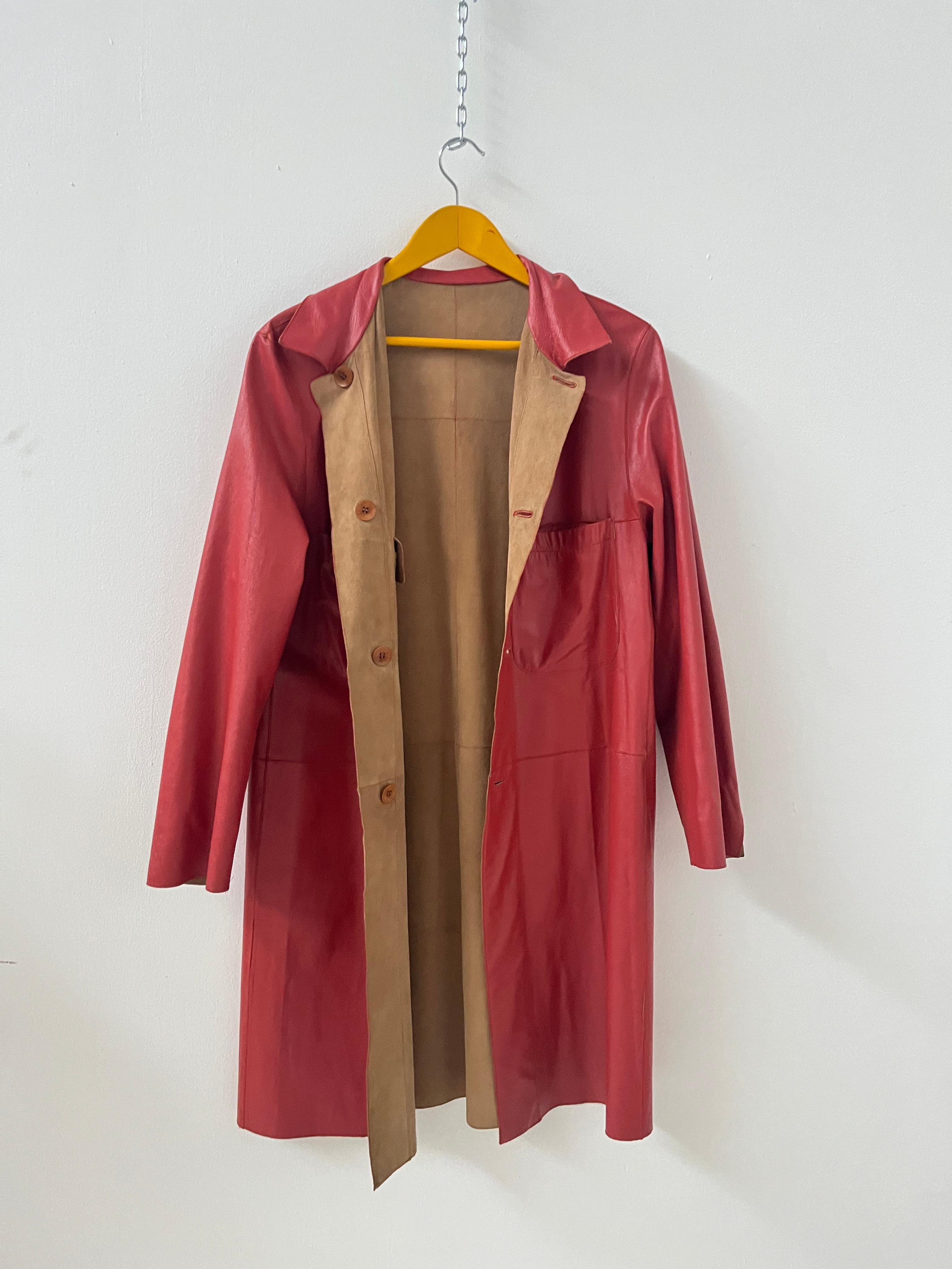 Italian Reversible Leather and Suede Coat by Ermanno Daelli Cortina en venta 3