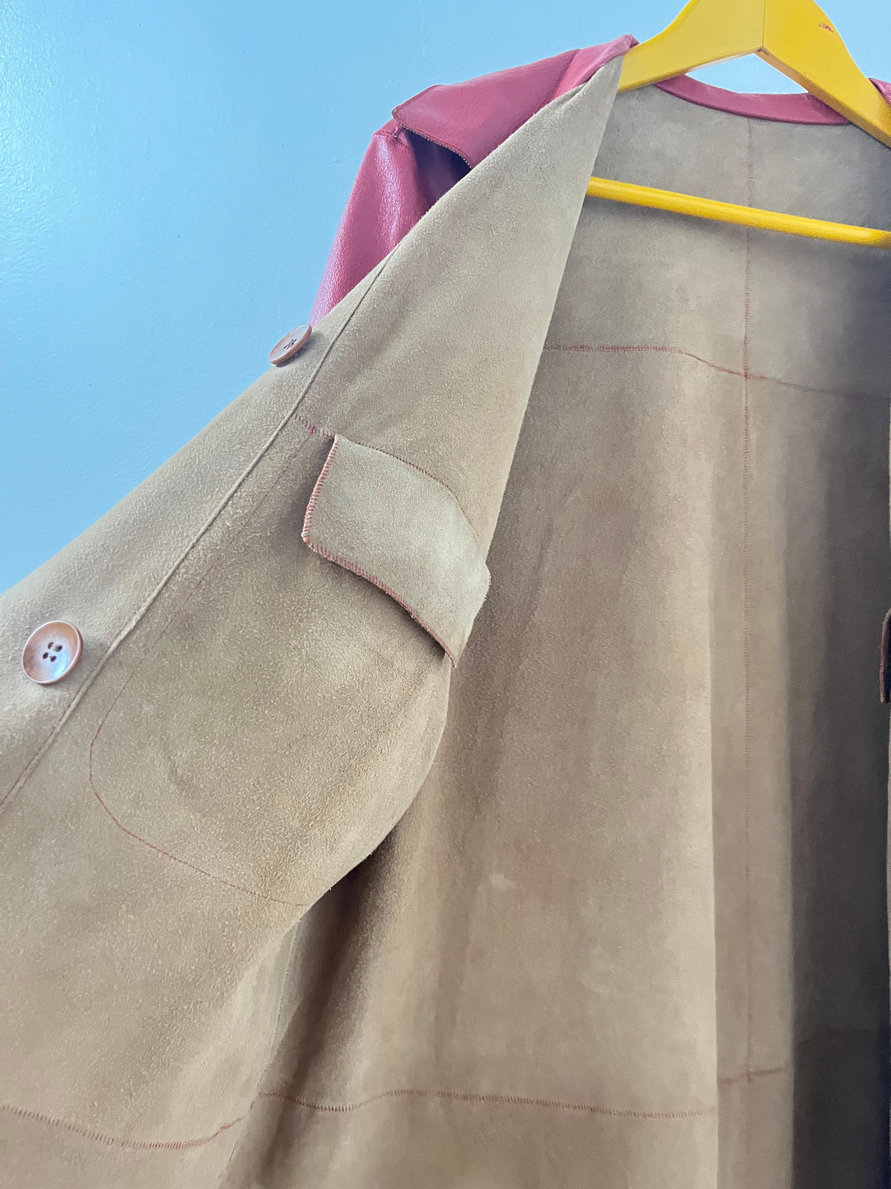Italian Reversible Leather and Suede Coat by Ermanno Daelli Cortina en venta 4