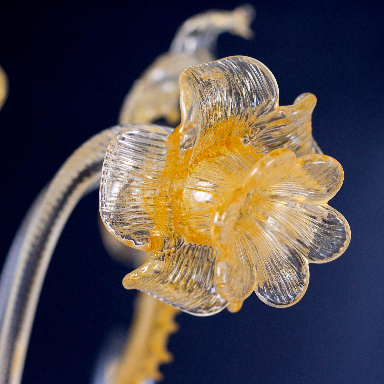 Other Italian Rezzonico Chandelier 6 Arms Murano Crystal, Amber Glass by Multiforme For Sale