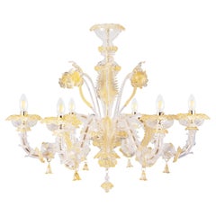 Lampadario italiano Rezzonico a 6 bracci in cristallo di Murano, vetro ambrato di Multiforme