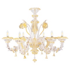 Italian Rezzonico Chandelier 6 Arms Murano Crystal, Amber Glass by Multiforme