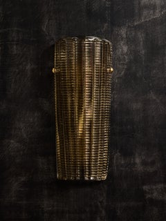 Italian Ribbed Curved Murano Glass Wall Sconce