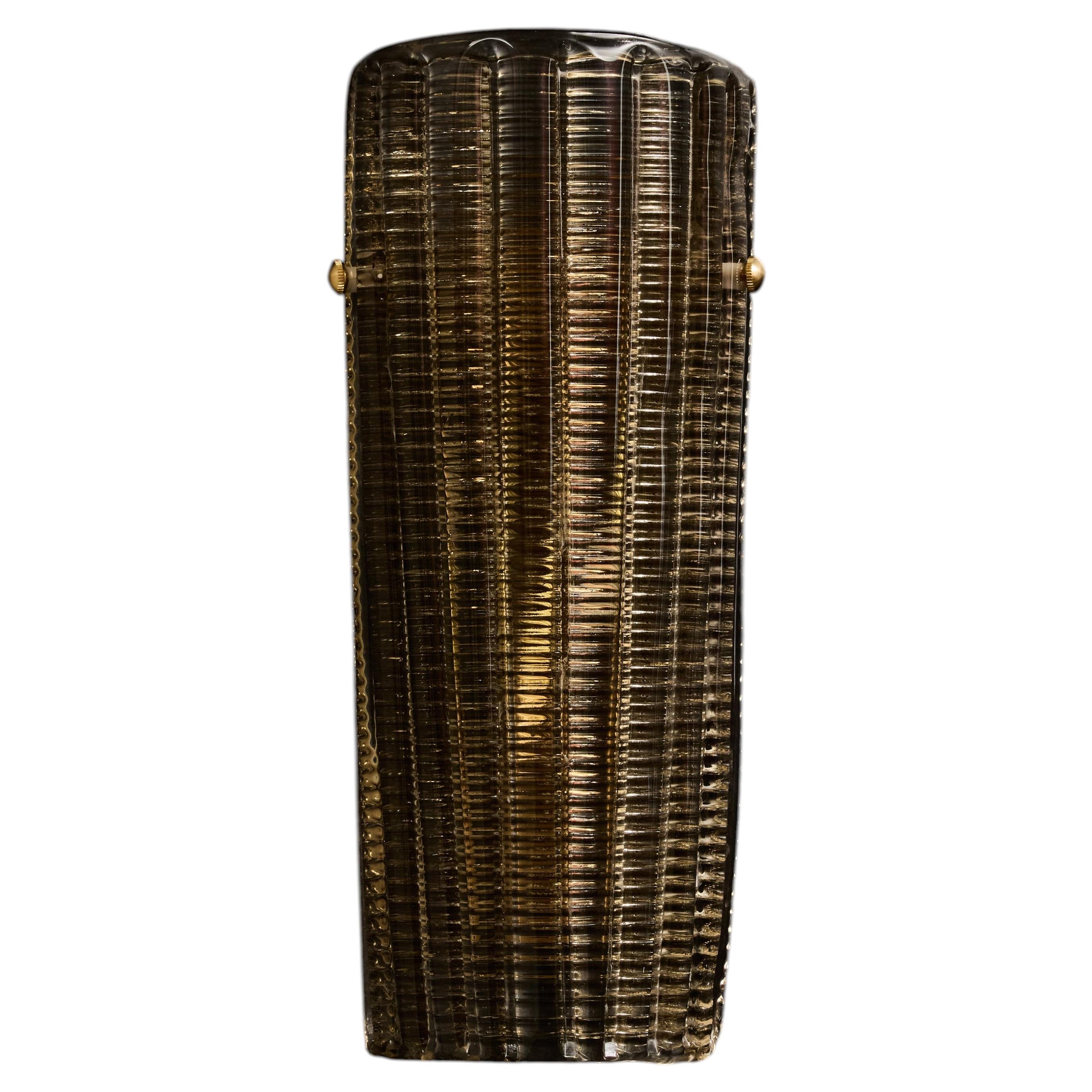 Italian Ribbed Curved Murano Glass Wall Sconce