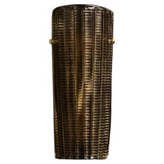 Italian Ribbed Curved Murano Glass Wall Sconce
