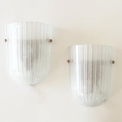 Italian Ribbed Glass Sconces