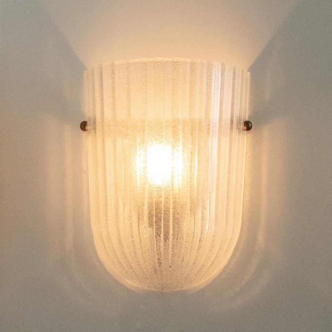 20th Century Italian Ribbed Glass Sconces