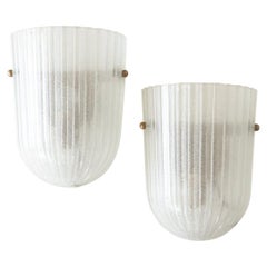 Italian Ribbed Glass Sconces