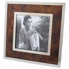 Italian Richard Ginori Chrome and Burled Wood Picture Photo Frame