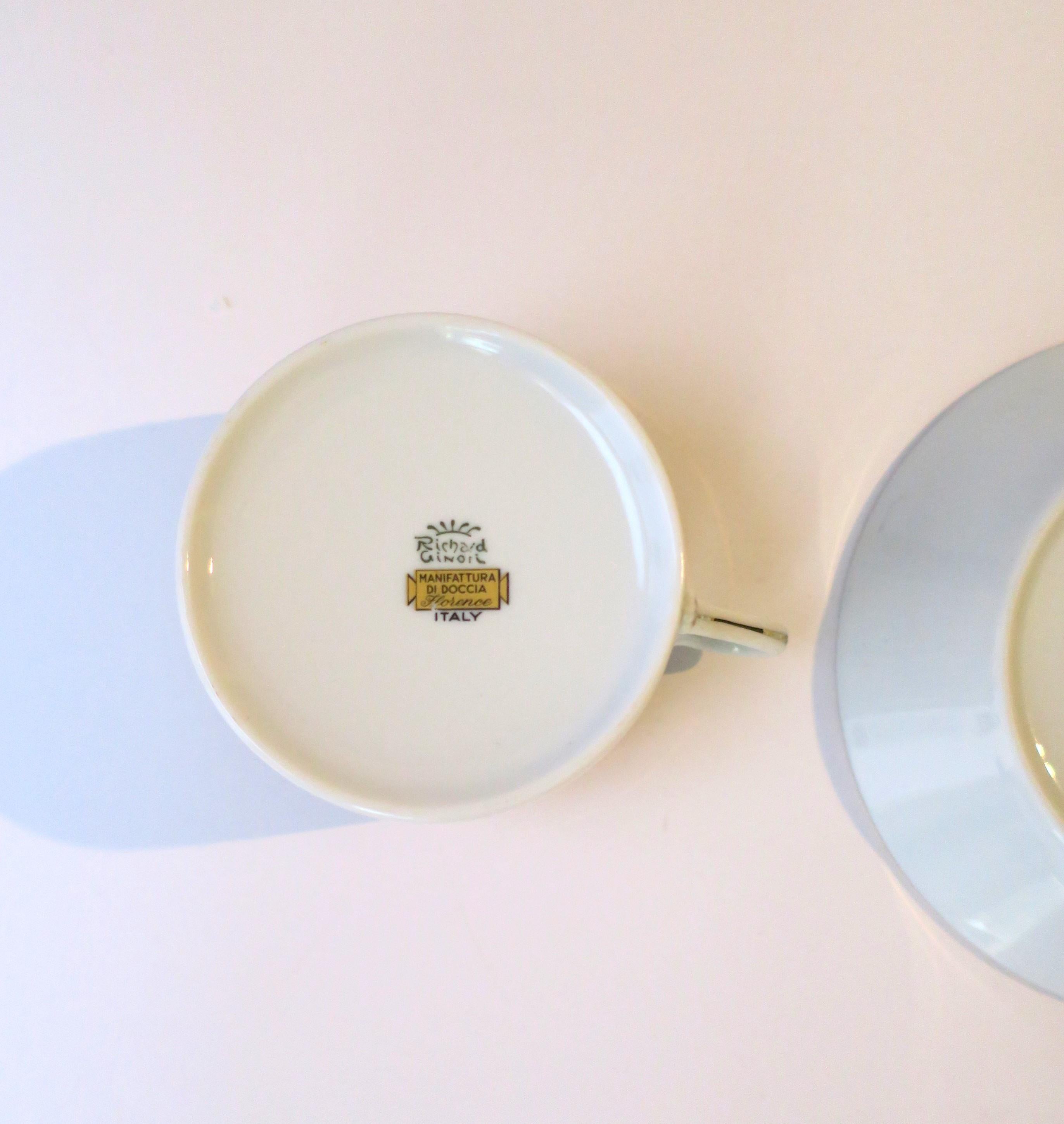 Italian Richard Ginori Vintage Black Gold Porcelain Coffee or Tea Cup & Saucer For Sale 7