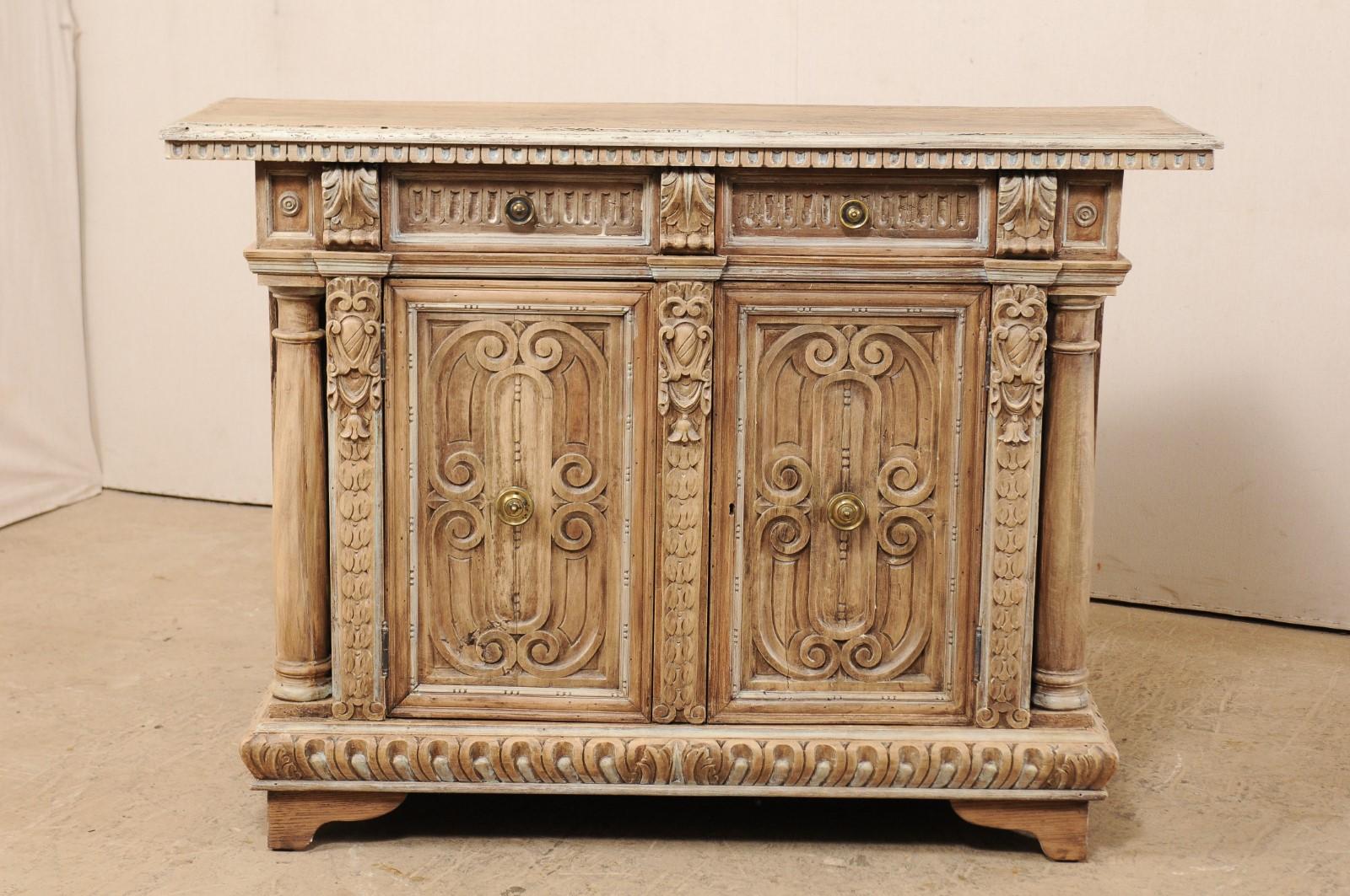carved wood console cabinet