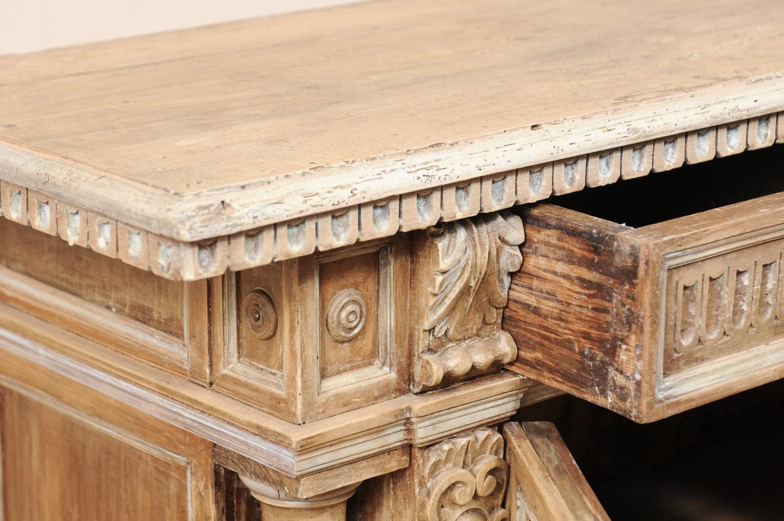 Italian Elaborately-Carved Wood Buffet Console Cabinet, Late 19th Century For Sale 3