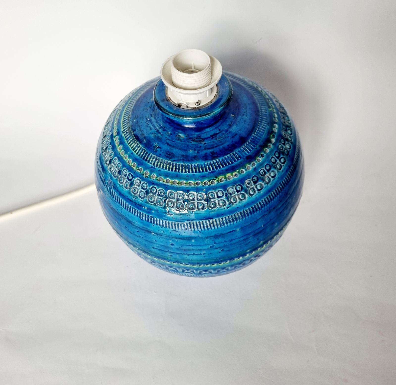 Italian Rimini Blue Ceramic Table Lamp by Aldo Londi for Flavia Montelupo, 70s in vendita 4