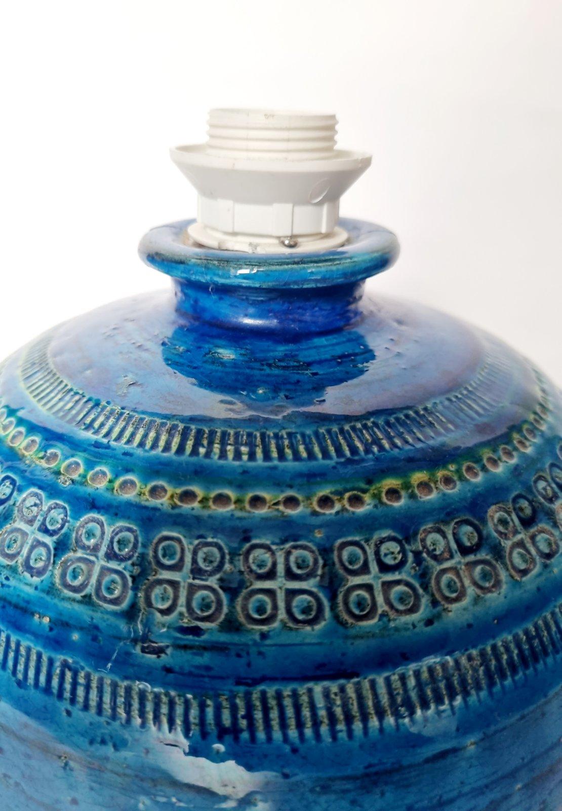 Italian Rimini Blue Ceramic Table Lamp by Aldo Londi for Flavia Montelupo, 70s in vendita 5