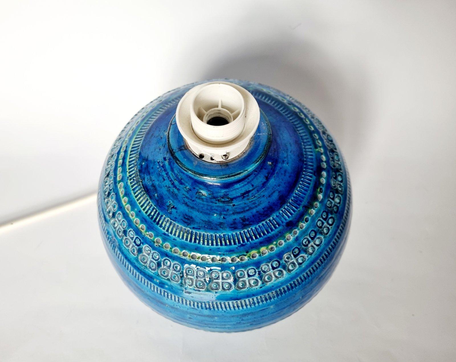 Ceramica Italian Rimini Blue Ceramic Table Lamp by Aldo Londi for Flavia Montelupo, 70s in vendita