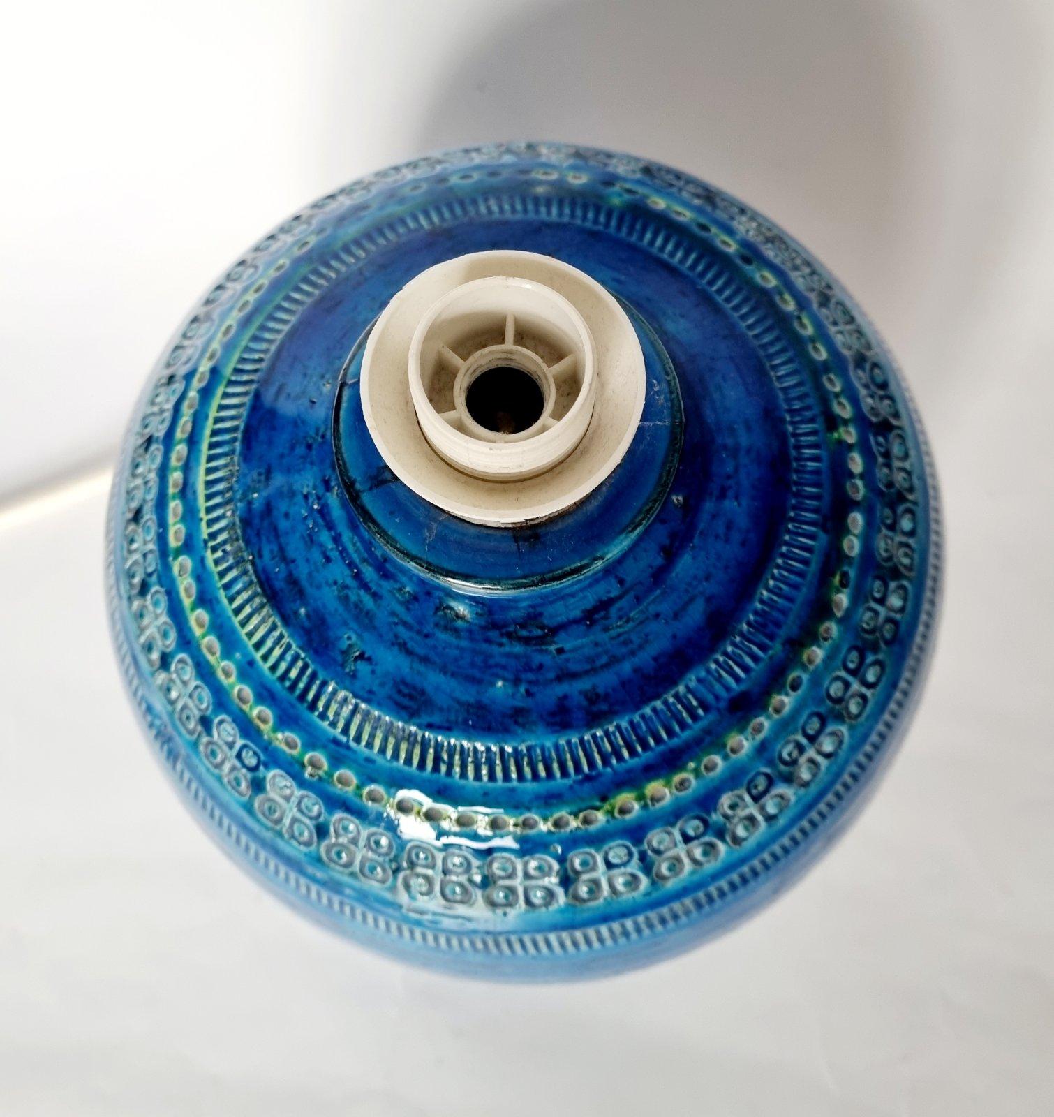 Italian Rimini Blue Ceramic Table Lamp by Aldo Londi for Flavia Montelupo, 70s in vendita 2