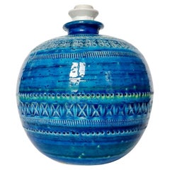 Italian Rimini Blue Ceramic Table Lamp by Aldo Londi for Flavia Montelupo, 70s