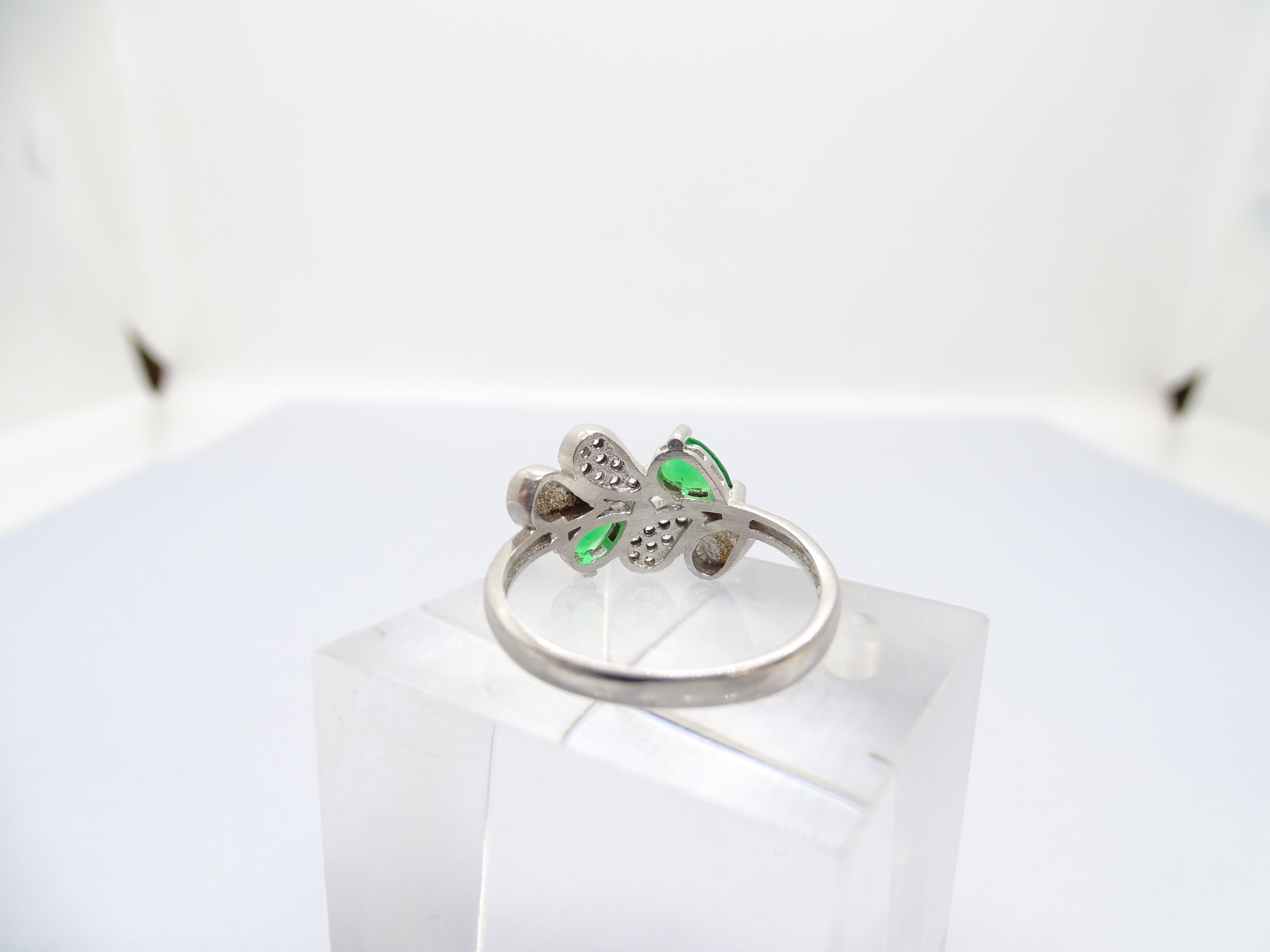 da uomo o donna Anello italiano in argento sterling, zirconi e radice di smeraldo in vendita