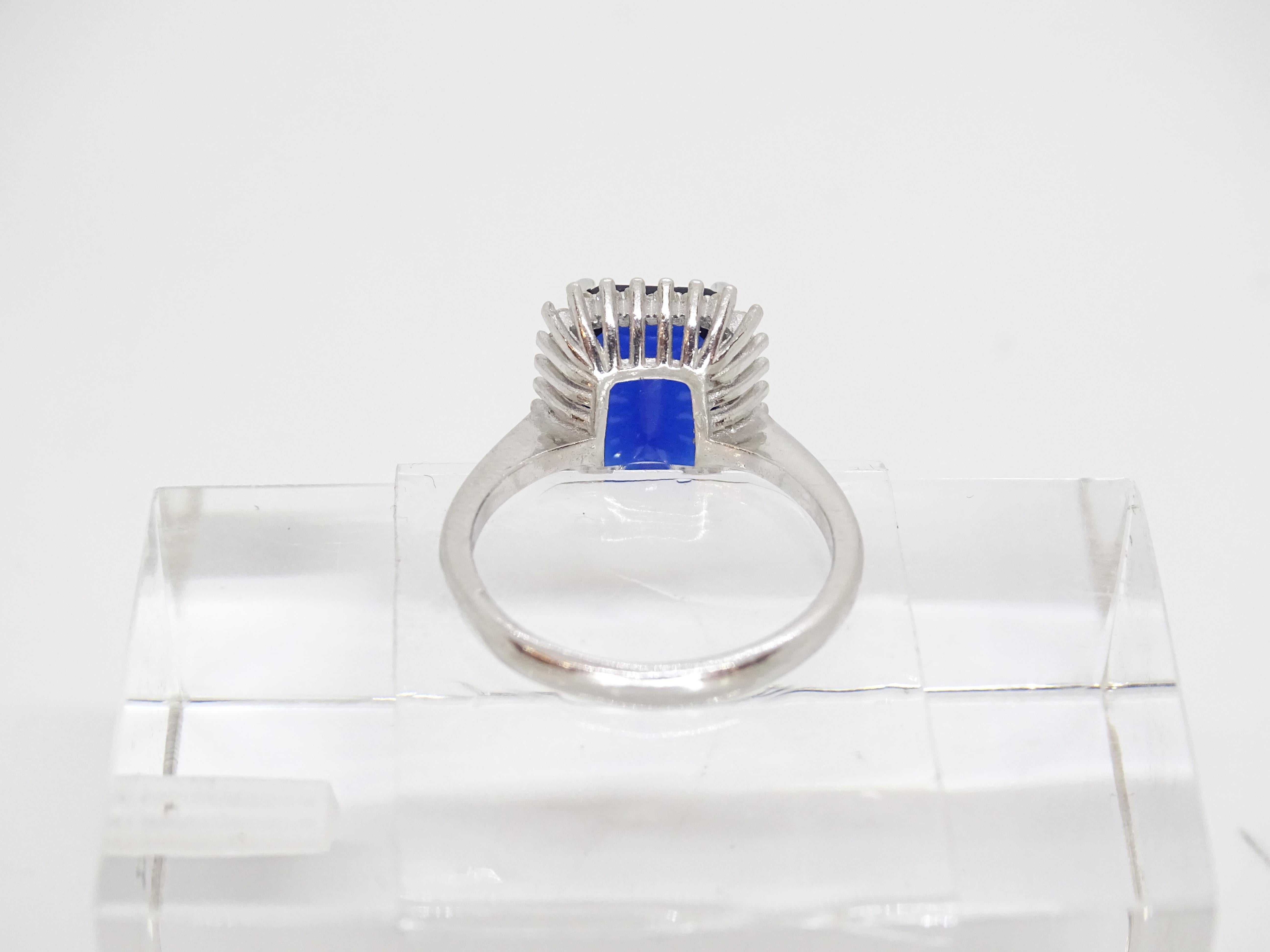Bague italienne avec racine en saphir taille émeraude, argent sterling 925 et zircons en vente 12