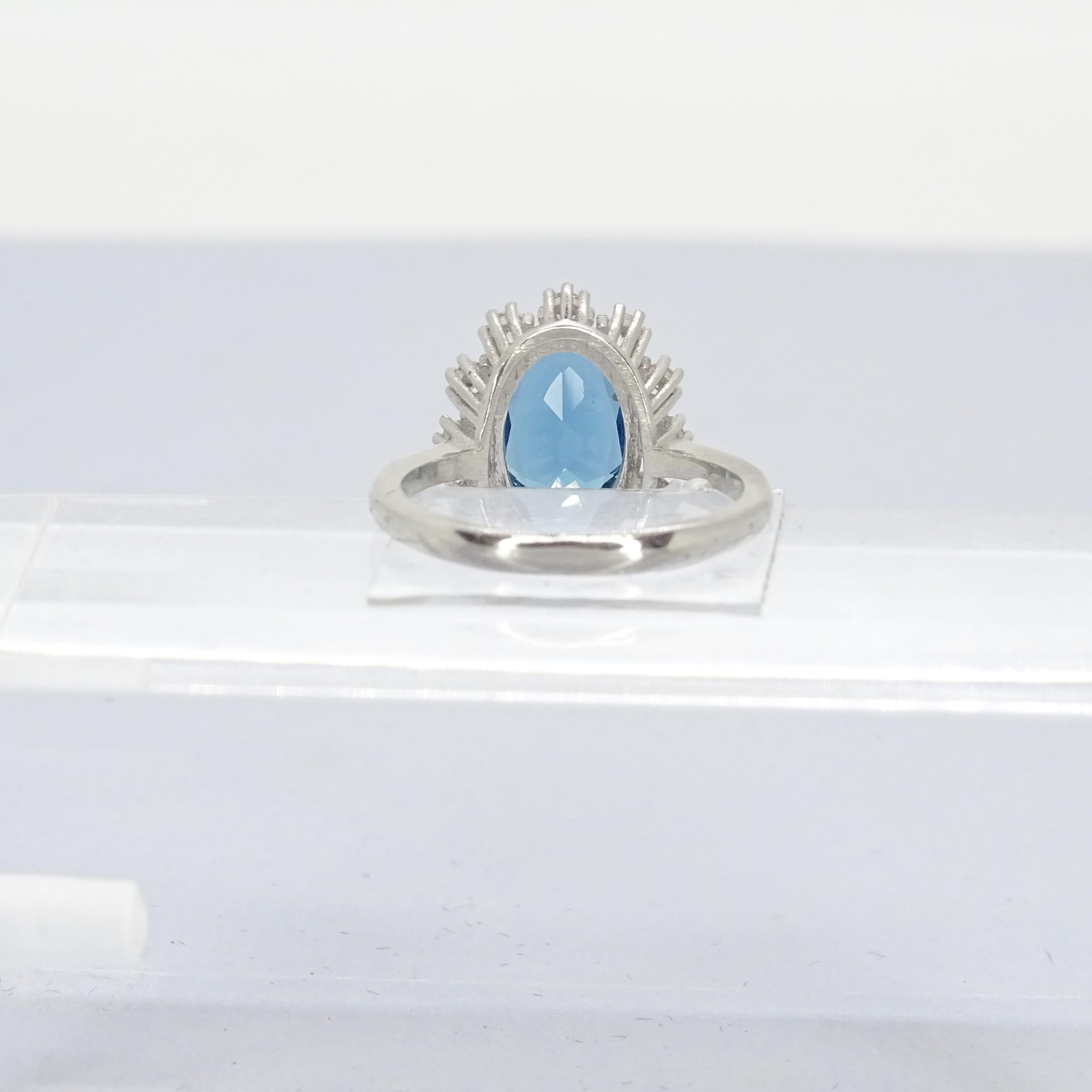 Italian Ring with sapphire root, 925 sterling silver and zircons For Sale 8