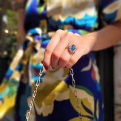 Italian Ring with sapphire root, 925 sterling silver and zircons