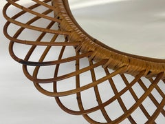 Italian Riviera 1960's Rattan Oval Mirror by Franco Albini