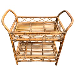 Italian Riviera Vittorio Bonacina Bamboo and Rattan Bar Cart Serving Trolley