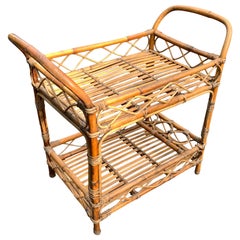 Italian Riviera Vittorio Bonacina Bamboo and Rattan Bar Cart Serving Trolley