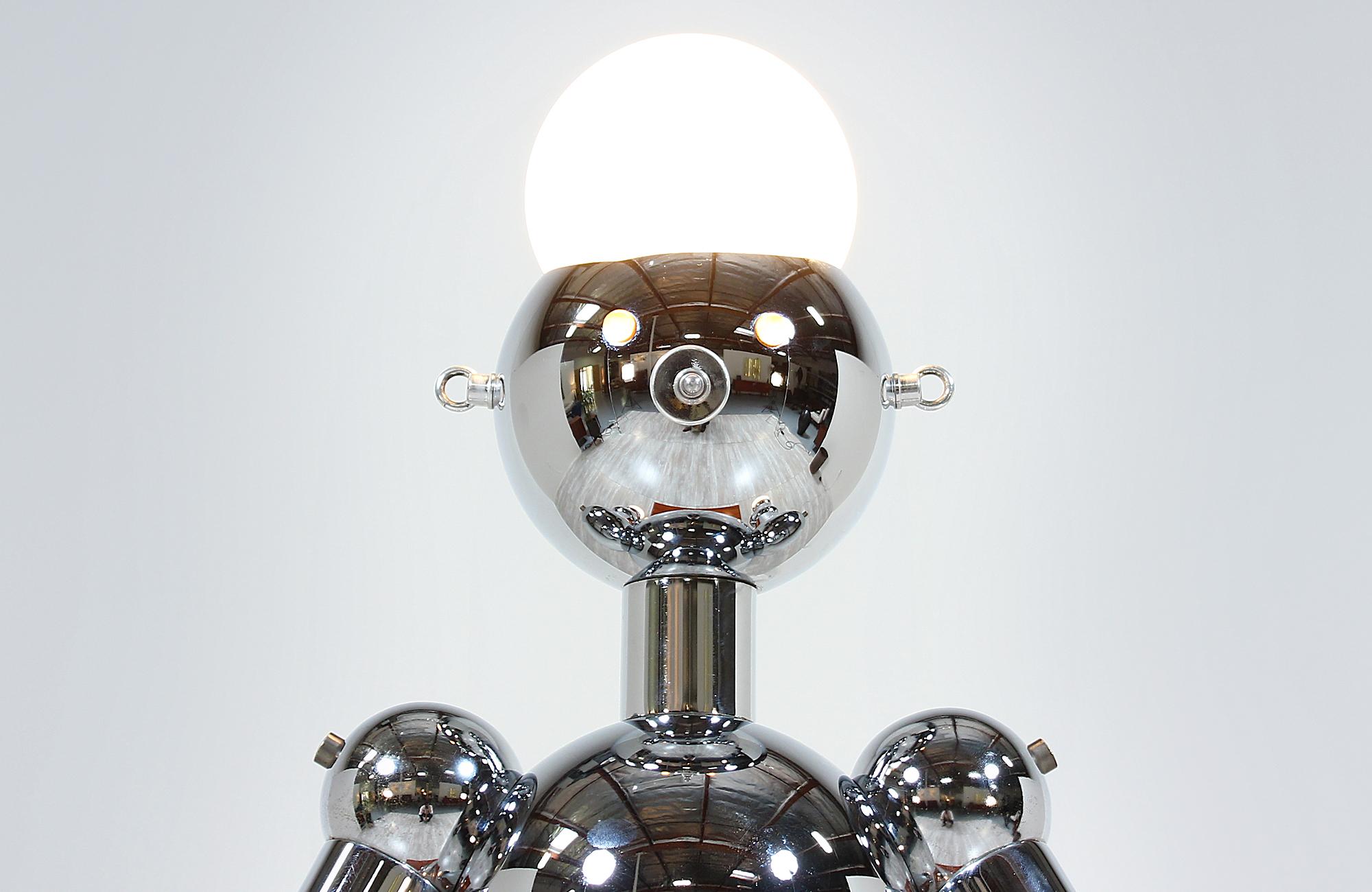 Italian Robot Sculpture Chrome Lamp by Torino 4