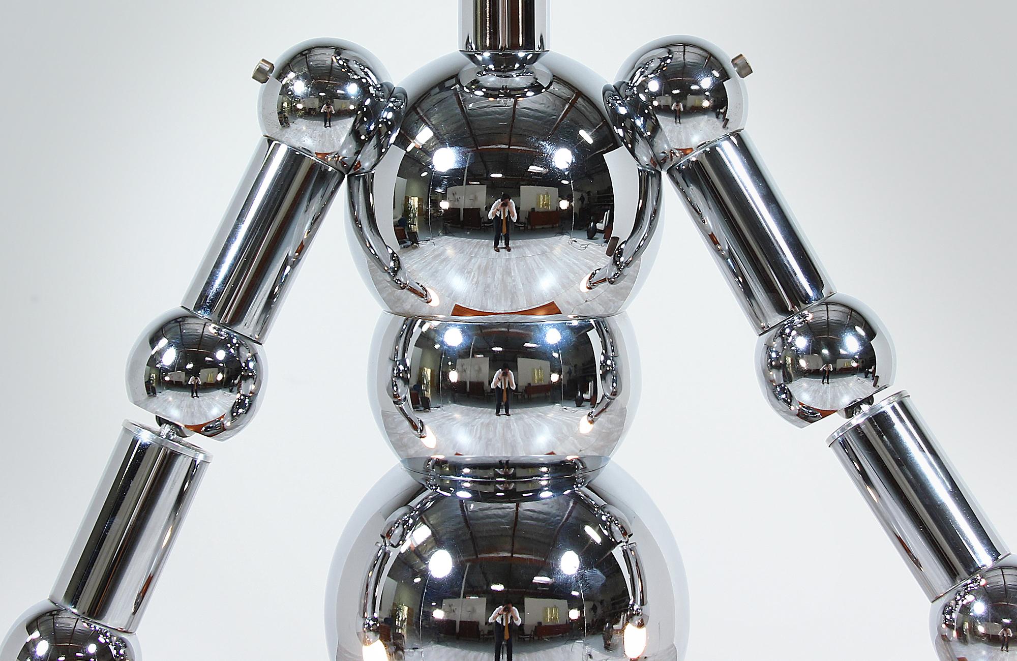 Italian Robot Sculpture Chrome Lamp by Torino 6