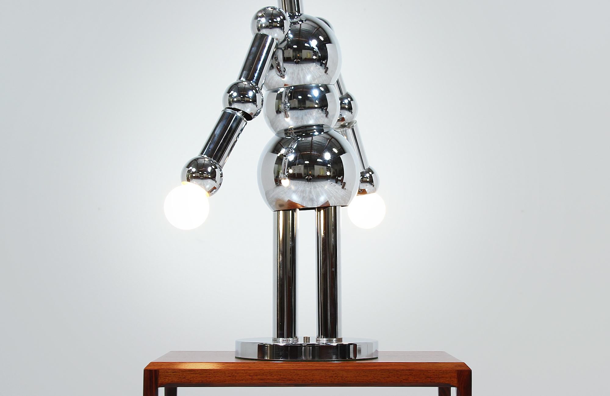 Italian Robot Sculpture Chrome Lamp by Torino 7