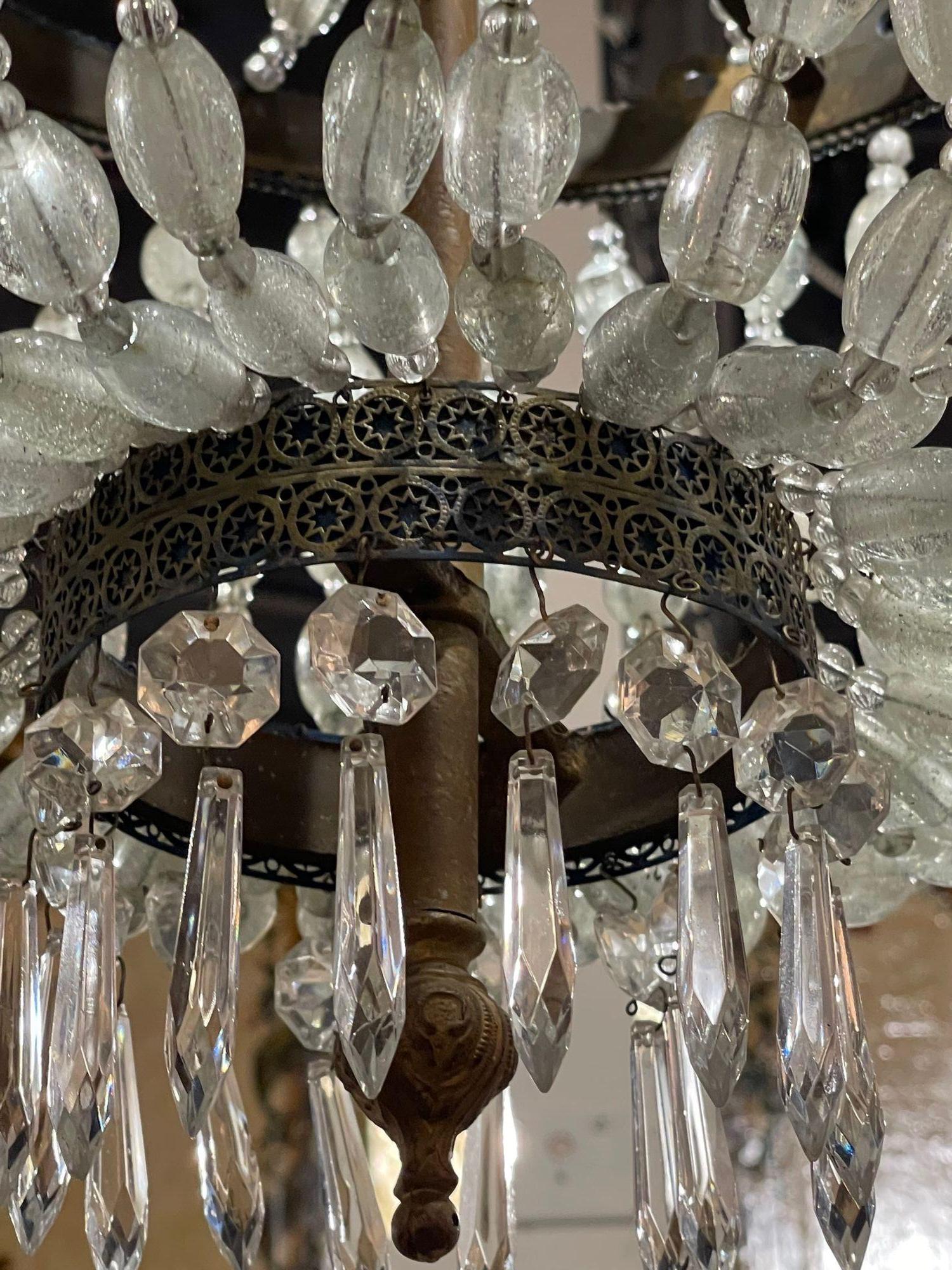 Italian Rock Crystal Chandelier For Sale 3