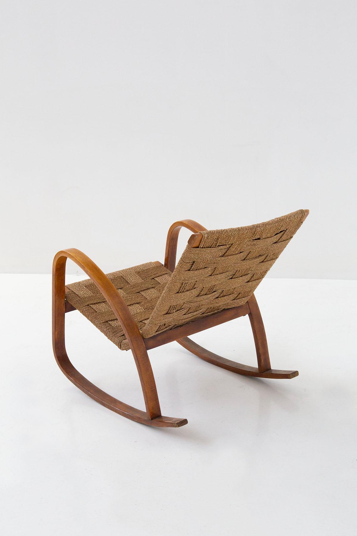 Italian Rocking Armchair from the Rationalist Period, in of Rope 5