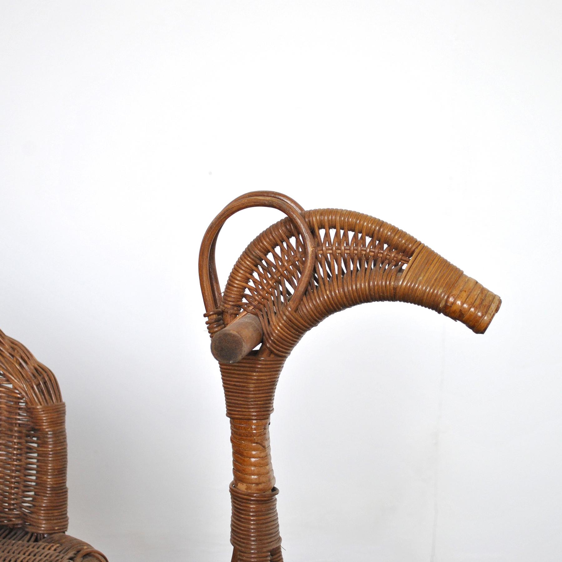 Mid-20th Century Italian Rocking Chair in Rattan For Sale