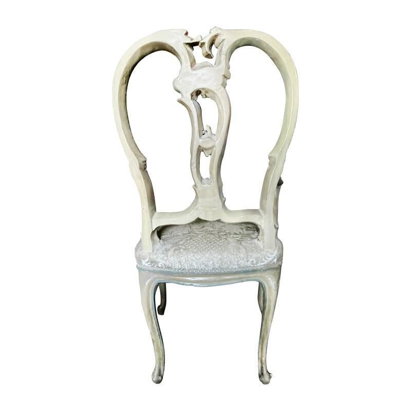 Hand-Painted Italian Rococco Poly-Chrome Painted Armchair For Sale