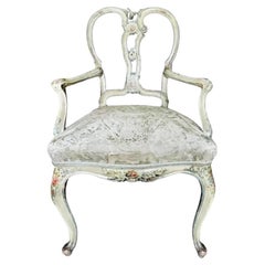 Antique Italian Rococco Poly-Chrome Painted Armchair