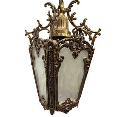 Italian Rococco Style Brass Lantern Hanging Lamp
