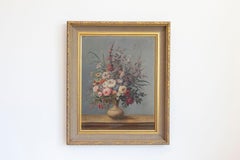 Italian Rococo 1770s Framed Still-Life Painting Depicting a Bouquet of Flowers