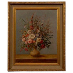 Italian Rococo 1770s Framed Still-Life Painting Depicting a Bouquet of Flowers