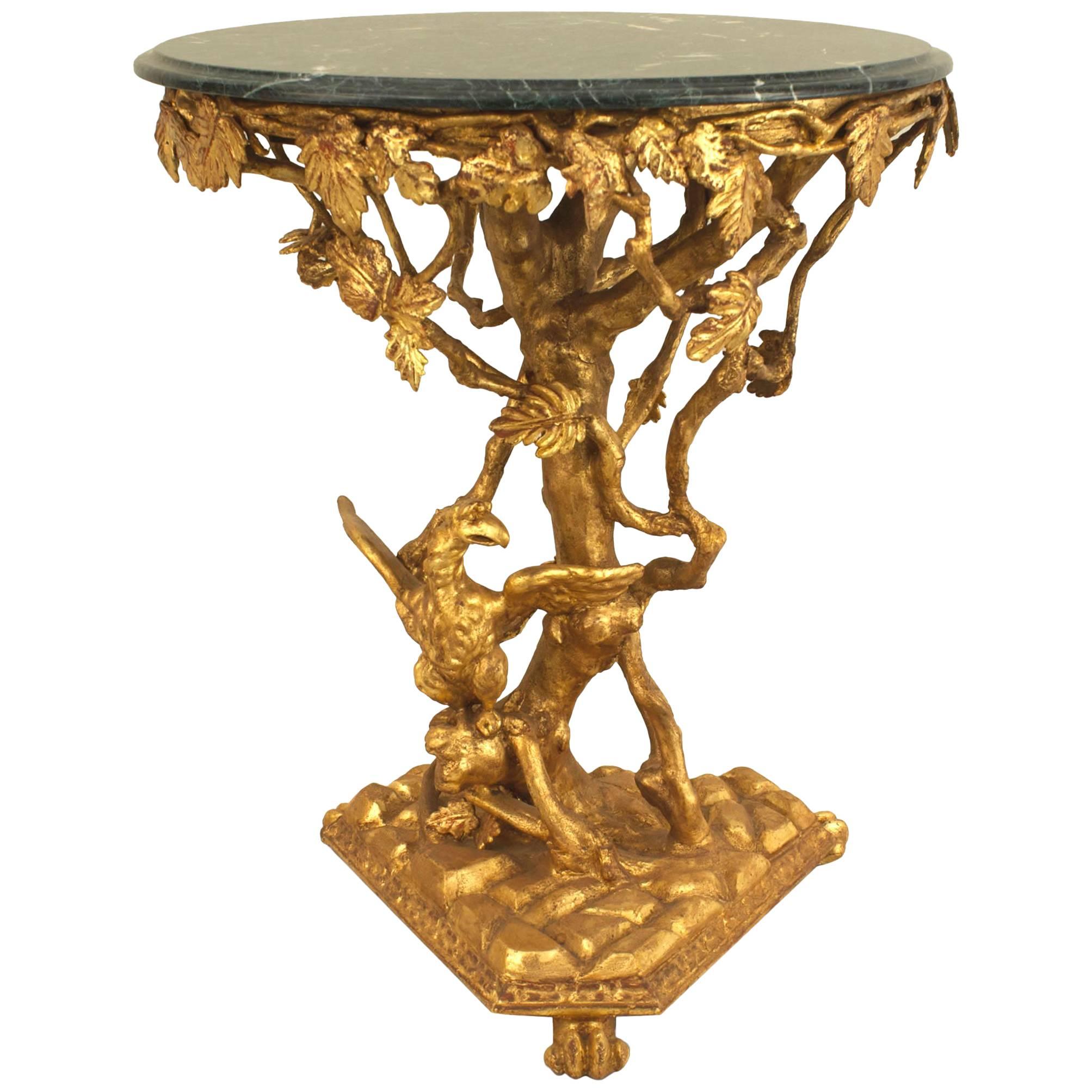 Italian Rococo Gilt Round End Table 