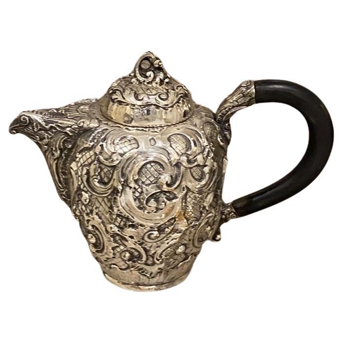 Italian Rococo 800-Silver Four Piece Tea Coffee Service & Tray  For Sale 5