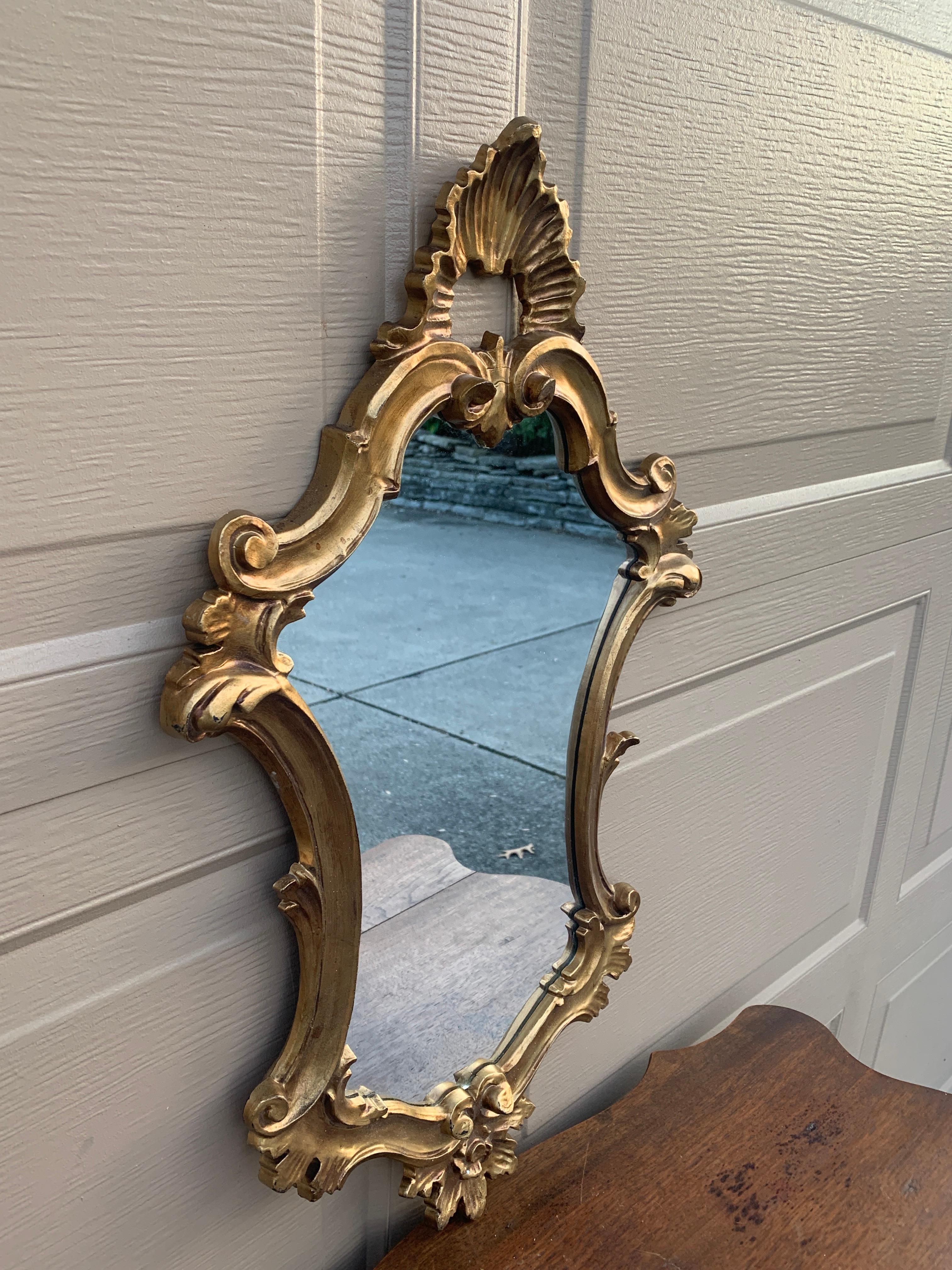 Italian Rococo Baroque Gilt Wood Mirror In Good Condition For Sale In Elkhart, IN