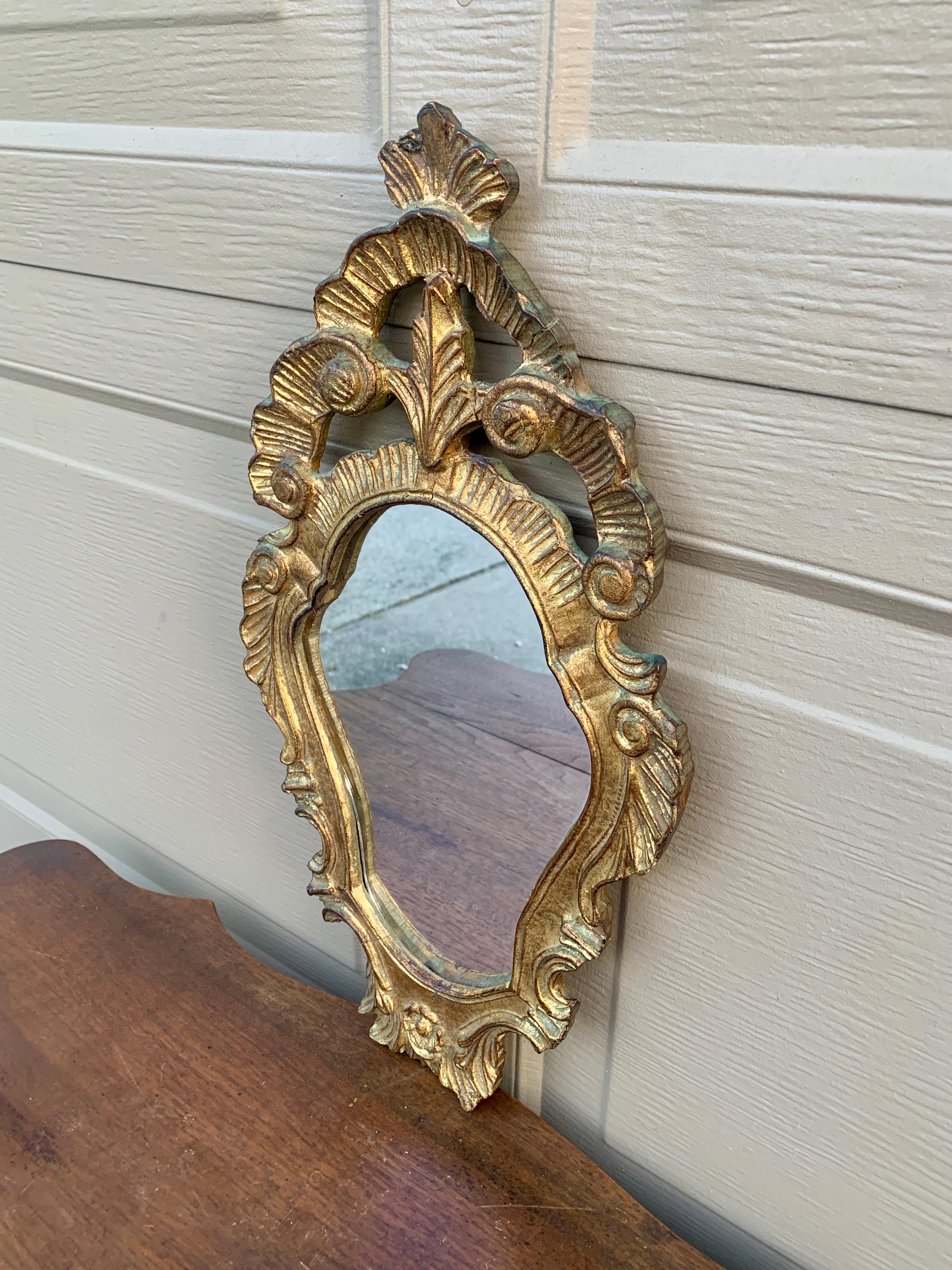 Italian Rococo Baroque Gilt Wood Mirror In Good Condition For Sale In Elkhart, IN