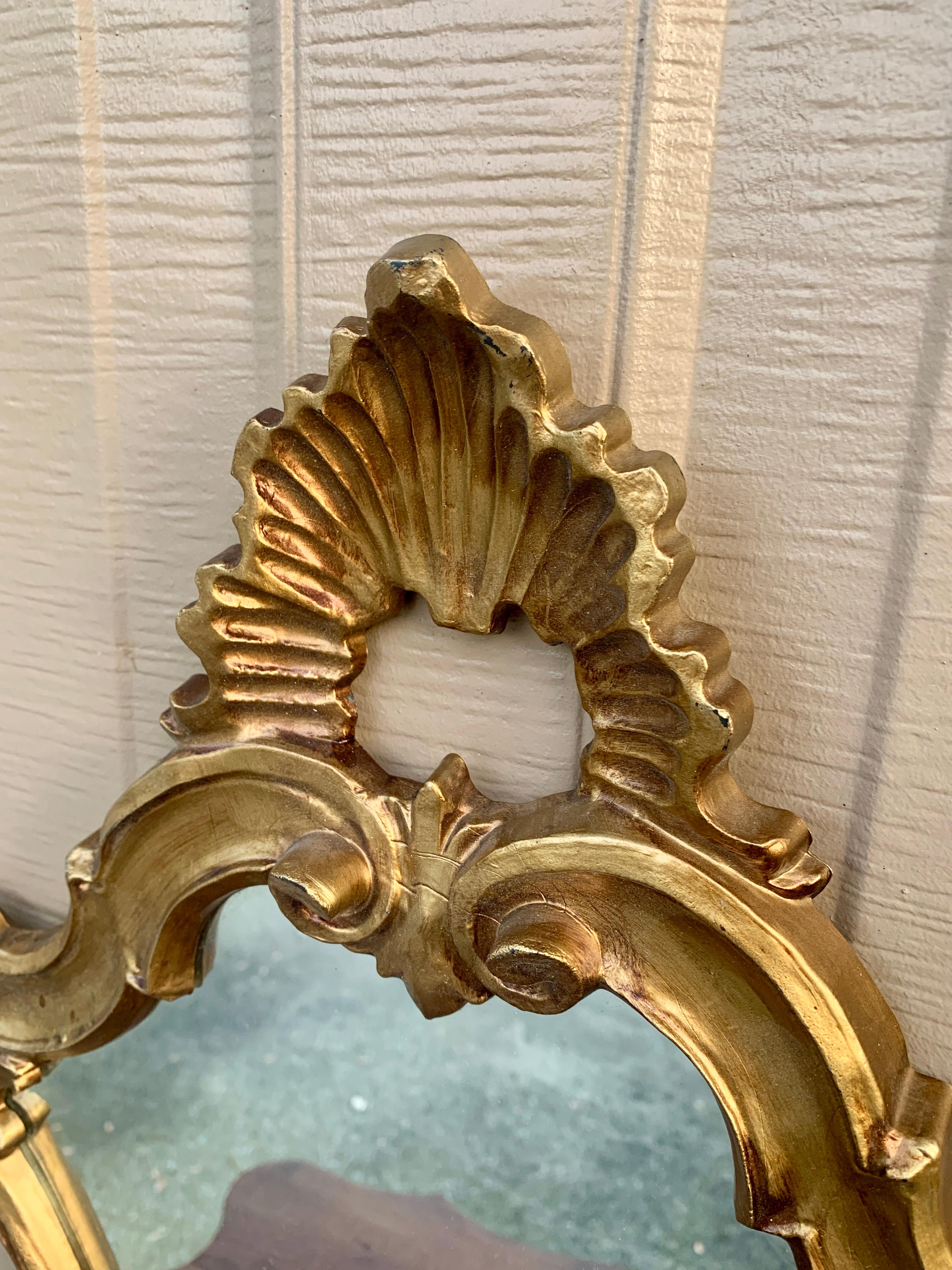 Mid-20th Century Italian Rococo Baroque Gilt Wood Mirror For Sale