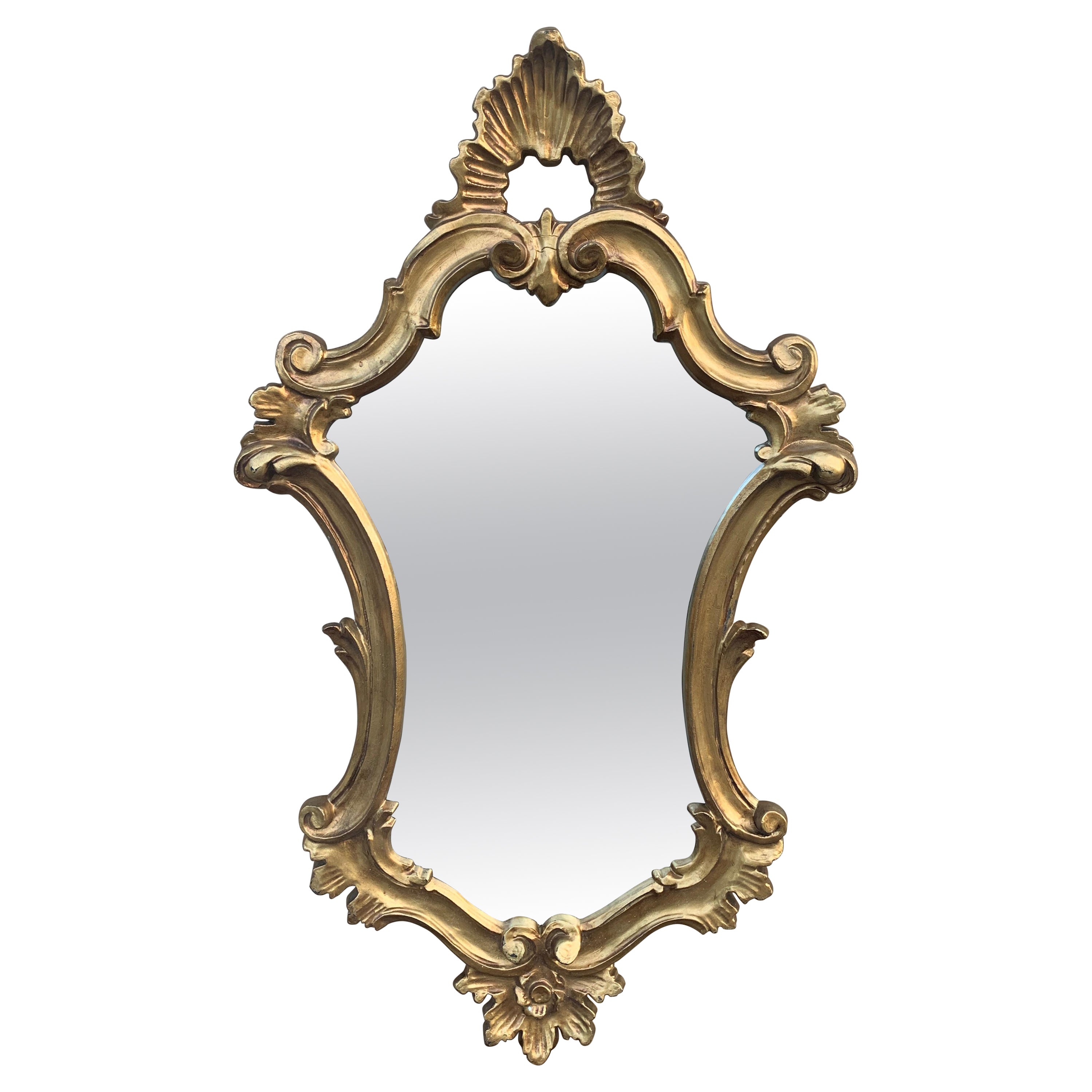 Italian Rococo Baroque Gilt Wood Mirror