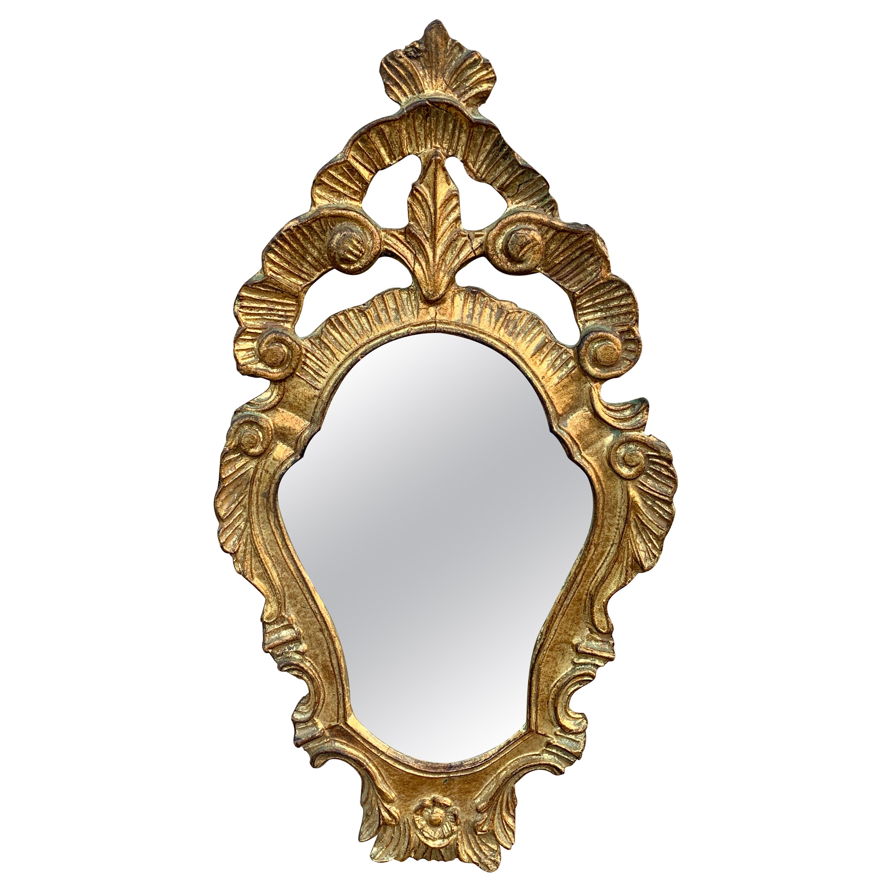 Italian Rococo Baroque Gilt Wood Mirror